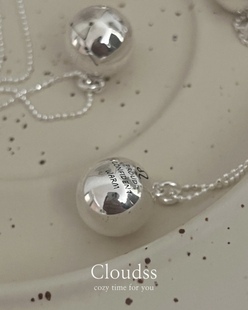 Cloudss「十二星座」ins风通体s925银圆球长款毛衣项链