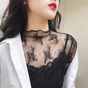 长袖宽松蕾丝打底衫网纱上衣，2021夏季韩版女装绣花镂空小罩衫