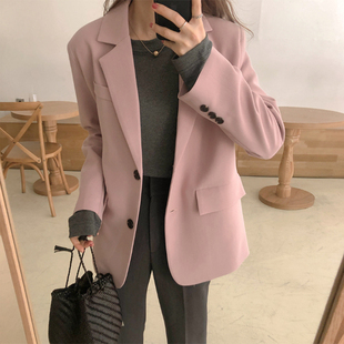 设计感小众西装外套女韩版2022春秋气质粉色高级感chic小个子西服