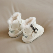 加厚婴儿男童保暖儿童户外平底雪地靴圆头中筒短靴女软底棉鞋学步