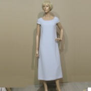 韩国原产女装安乃安蓝色短袖长款连衣裙低价销售