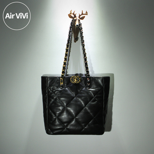 airvivi-娉-真皮链条，包大容量购物袋大包托特包菱格包羊皮包女包
