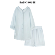 Basic House/百家好轻薄衬衫套装女夏季纯色小香风短裤两件套