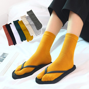 5双二指袜日式夹脚人字拖木屐袜分趾女中高筒纯棉二趾家居地板袜