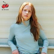 kirsh2023年秋季半高领长袖T恤女薄款纯色修身舒适内搭打底衫