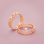 韩版简约18k玫瑰金戒指，镂空四叶草钛钢戒指，食指戒尾戒女饰品礼物