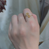 天然招财玫瑰花黄水晶戒指转运原创手工定制女士14K注金指环饰品