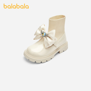 巴拉巴拉女童靴子童鞋公主，甜美2024春秋，袜靴蝴蝶结精致新年中筒靴