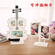 洗相片卡通创意提琴儿童相框，摆台3寸5寸7寸宝宝，框组合照片框相架