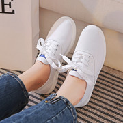 比迪比纯色小白鞋女2024春夏森女系平底帆布鞋韩版文艺白色帆布鞋
