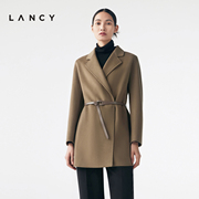 LANCY/朗姿秋冬季双面呢羊毛大衣女高端气质收腰外套美拉德风