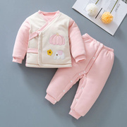 婴儿秋冬季加厚套装纯棉保暖男女宝宝棉衣两件套新生儿衣服和尚服