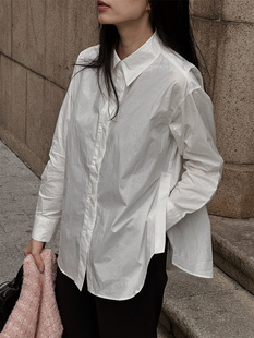 -foret-格瑞白衬衫女式长袖白色，欧美风小众设计中长款