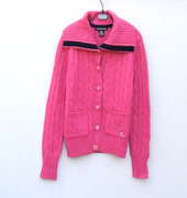 小熊羊绒衫玫红色紫色女款开衫外套毛衣155-160-165保暖