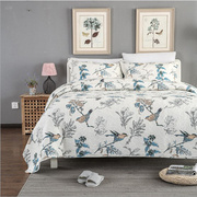 纯棉印花床盖三件套全棉水洗绗缝夹棉加厚床单垫适合1.8米/2.0m床