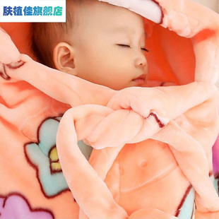 婴儿抱被初生宝宝被子秋冬款，外出加厚包毯子(包毯子，)珊瑚绒包被斗篷背抱毯