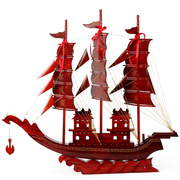 一帆风顺帆船模型摆件红木船，工艺品仿真一米实木质大号龙船100