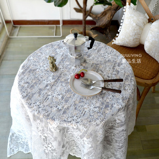 法式欧式ins欧根纱蕾丝，碎花朵刺绣，餐桌布艺茶几布台布盖布料装饰