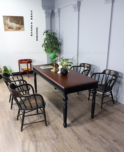 地中海小众复古风格实木榫卯餐桌 书桌 工作台 展示台定制工厂