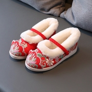 老北京冬季儿童绣花加绒舞蹈演出日常汉服鞋
