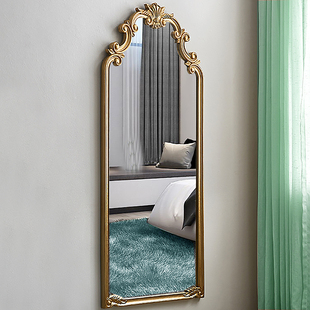 法式复古全身镜家用挂墙穿衣镜客厅壁挂美式试衣镜欧式雕花落地镜