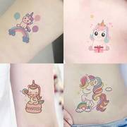 卡通创意独角兽纹身贴儿童公主女孩彩虹纹身贴纸10张