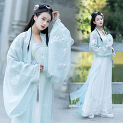 清新汉服雪纱大袖衫日常服仙女外披雪纺外套中国风复古绣花女