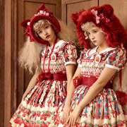  PennyHouse沉默编织lolita白巧莓莓op短袖连衣裙草莓可爱