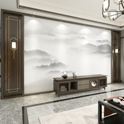 新中式山水画电视背景墙壁纸客厅卧室沙发玄关壁布影视墙定制壁画