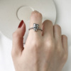 韩国韩版925纯银戒指，日韩简约骷髅头，开口尾戒指环女款