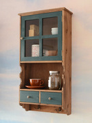 美式壁橱原木收纳柜墙壁挂厨房储物吊柜阳台餐边置物架实木