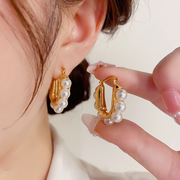 轻奢法式巴洛克气质耳钉名媛优雅珍珠U形耳扣小众设计感时尚耳环