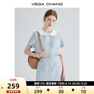 vegachang假两件连衣裙，女2024夏季高级感小个子法式显瘦裙子