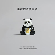 小熊猫创意迷你桌面小摆件电脑桌可爱mini玩偶微景观搭配树脂配件