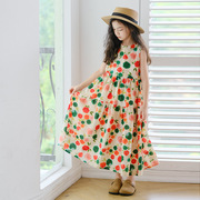 波西米亚裙女童连衣裙韩版海边度假沙滩裙甜美洋气背心长裙