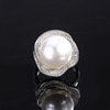 珠宝白色贝壳珠玫瑰花几何型镶钻独立包装戒指，吊坠耳钉套装