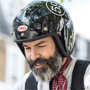 美国bell500复古机车哈雷骑士，头盔贝尔宝马凯旋摩托车，34半盔
