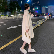 谷七七guqiqi法式羊羔毛外套(毛，外套)女2023冬皮毛一体中长款高端大衣