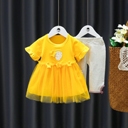 1-3岁女童装夏装洋气套装，0婴儿夏季衣服连衣裙，宝宝短袖纱裙两件套