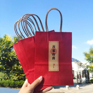 中式婚庆用品喜糖手提袋结婚伴手礼回袋创意红色纸袋吾家有喜