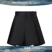 奥莱MAXRIENY斜纹A字高腰短裤裤裙修身西装短裤裙裤