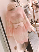 粉色长款毛衣女春季慵懒风法式浪漫宽松套头仙气马海毛潮NZ0035