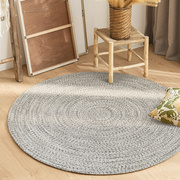 北欧简约灰色手工编织圆形地毯客厅茶几现代卧室茶室书房桌椅地垫