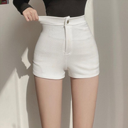 白色短裤女外穿春季超短裤，高腰紧身弹力，包臀a小个子黑色性感热裤