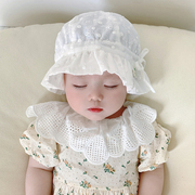 婴儿遮阳帽夏季薄款女太阳帽春秋，新生儿宝宝帽子公主婴幼儿渔夫帽