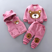男童装秋冬款0-1-2岁半婴儿童三件套装宝宝，3-6-9个月小孩衣服冬装