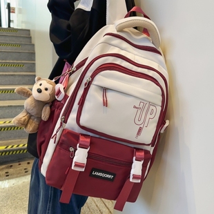 日系工装复古高中学生初中生书包女韩版双肩包男大容量旅行背包潮
