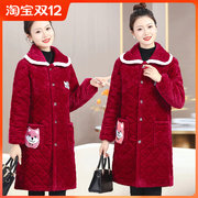 洋气网红冬季棉服女加绒加厚外套中长款围裙罩衣外穿罩衣