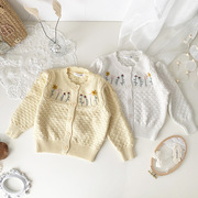 女童洋气开衫2024春秋装，6月婴儿毛衣外套，1-3岁新生宝宝针织衫外搭