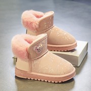 女童鞋冬季加绒加厚大棉鞋，防水防滑女孩宝宝儿童雪地棉靴子